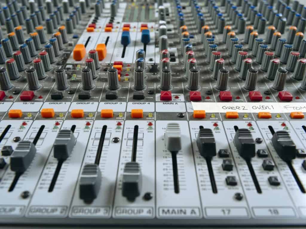 Recording studio mixing board